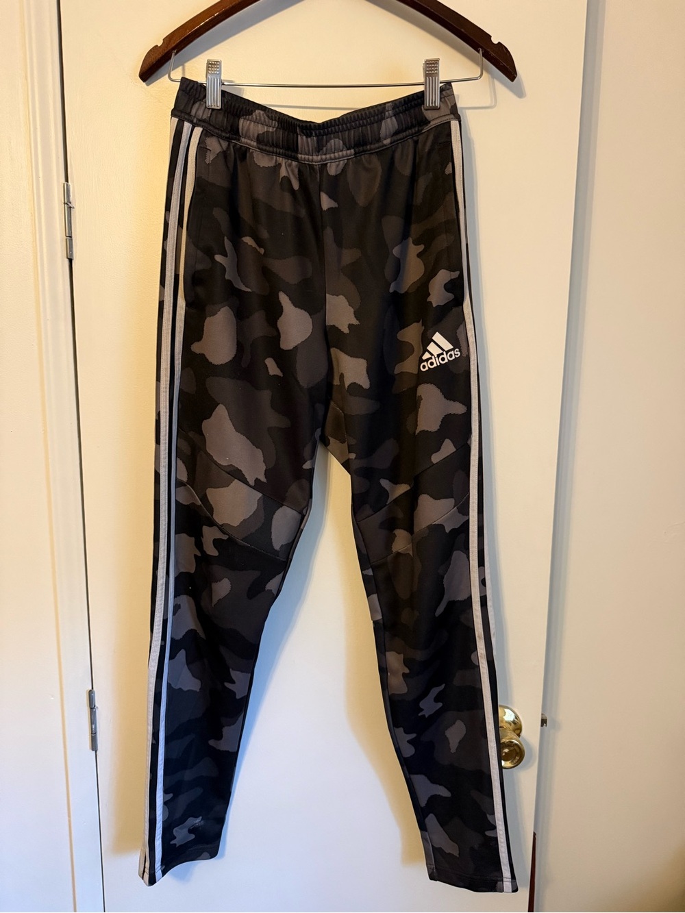 adidas  Black & Gray Camo Joggers with Side Stripes